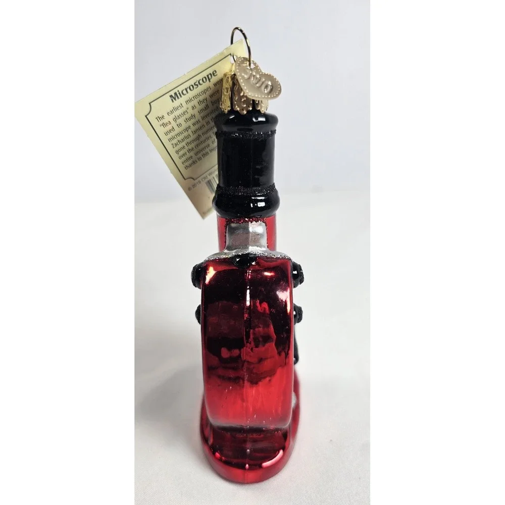 Old World Christmas ornament:‎ red/black Microscope (2019) NEW